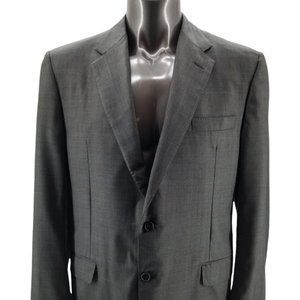 HICKEY FREEMAN Mens Norman Stockton Wool Windowpane Sport Coat Blazer Gray 46L